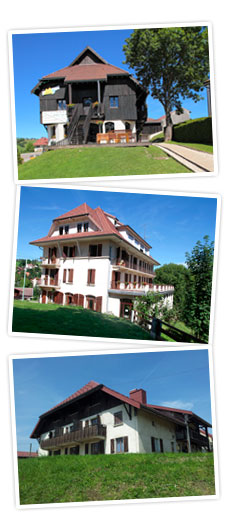 bandeau trois photos représentant l'Auberge Montagnarde, le Logis d'en haut et le Grand Gîte Le Loutelet